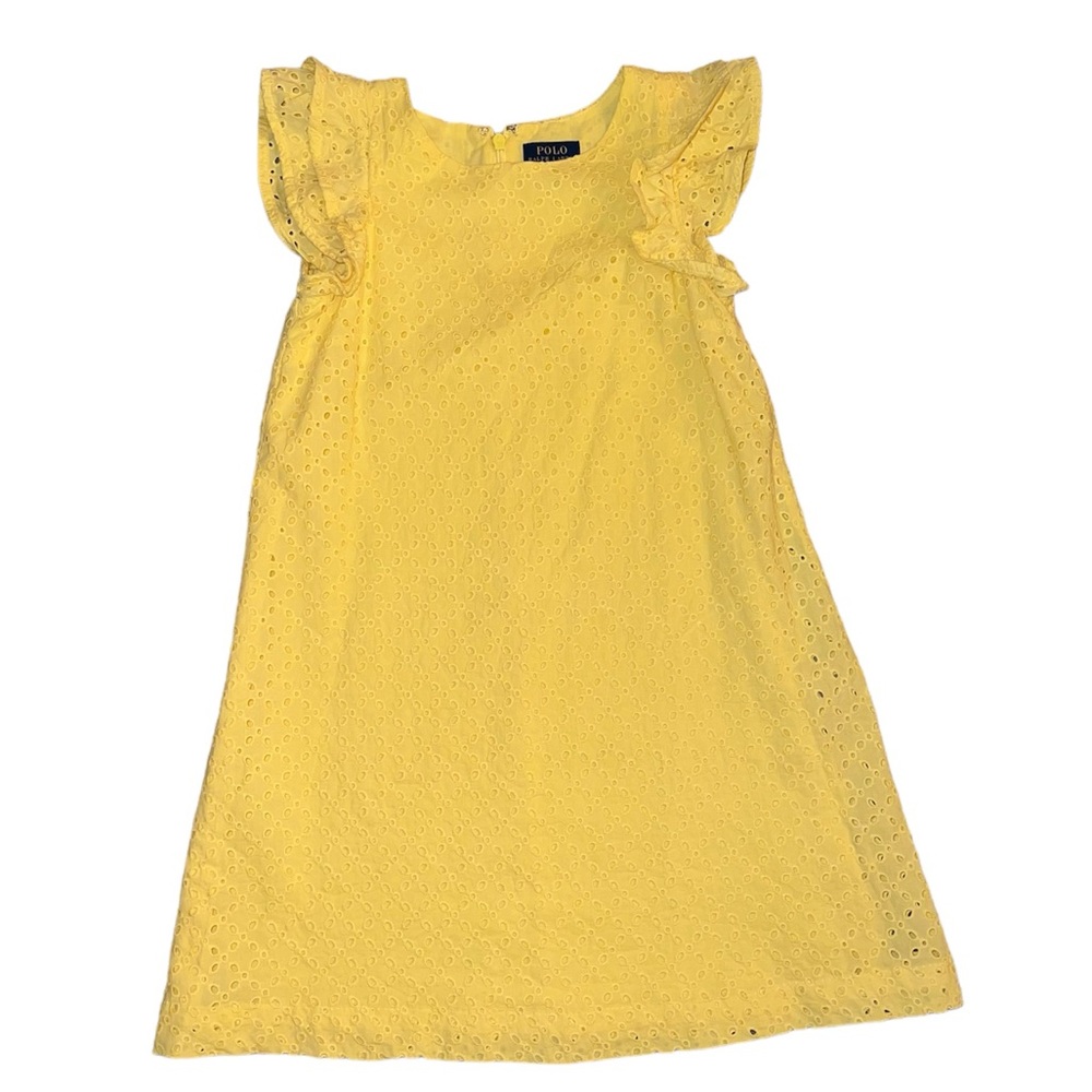Polo Ralph Lauren Girls Yellow Eyelet Dress | Size 10